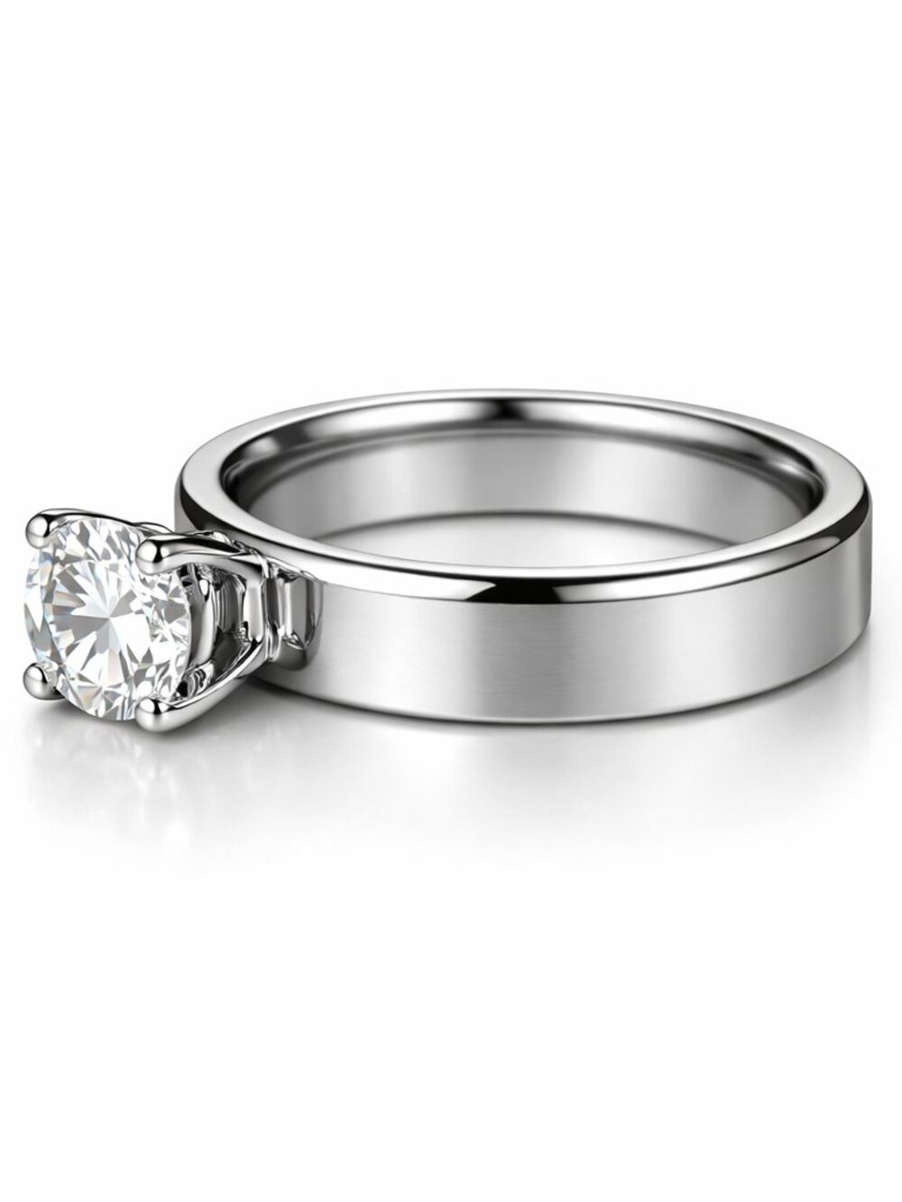 NWT Gorgeous  Minimalist Solitaire Ring Smooth Band Round Cut Stone size 8